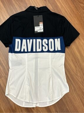 Harley-Davidson Black, Blue & White Button-Down Shirt